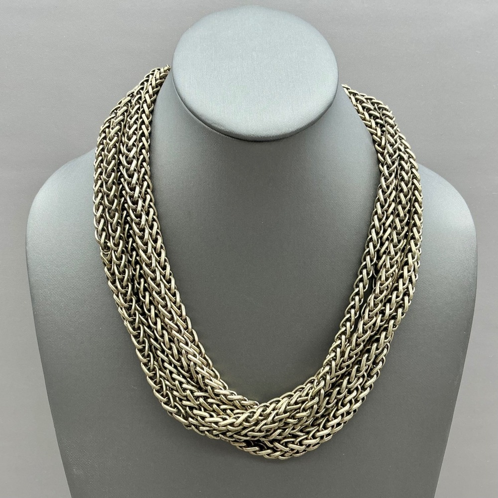 Multi Strand Wheat Chain Necklace Women Gold Tone Chunky Statement Jewelry